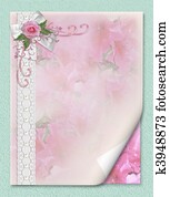Wedding invitation pink rose Wedding invitation pink rose