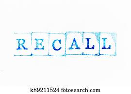 blauwe, kleur, inkt, rubberstempel, in, woord, ophalen, op wit, papier, achtergrond