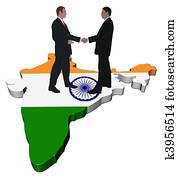 Business people shaking hands on India map flag illustration Business people shaking hands on India map flag illustration
