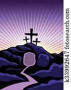 cristiano, pascua, plano de fondo, ilustración