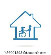 Disabled care, Nursing home sign icon