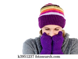 Freeze woman with gloves and a hat
