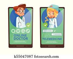 Online doctor telemedicine vector cartoon Online doctor telemedicine vector cartoon
