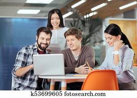 Skillful four colleagues planning strategy