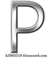 3D Silver Letter P 3D Silver Letter P