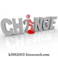 Change - Man in Word Steps on Button Change - Man in Word Steps on Button