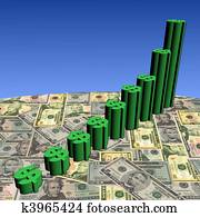 dollar symbol graph on currency