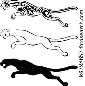 Jaguar tattoo art and silhouette Jaguar tattoo art and silhouette