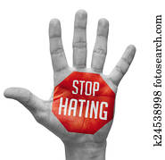 Stop Hating Concept on Open Hand.