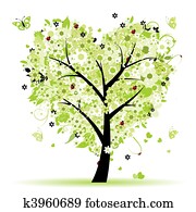 Valentine tree, love, leaf from hearts Valentine tree, love, leaf from hearts