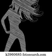Woman sketch silhouette on black Woman sketch silhouette on black
