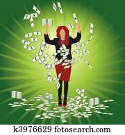 Business woman catches money