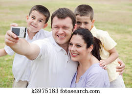 Cheerful family of five taking self portrait