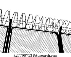 Fence with a barbed wire Fence with a barbed wire