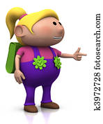 first day of school - girl pointing