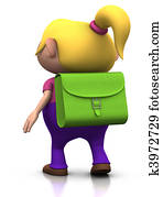 first day of school - girl walking away