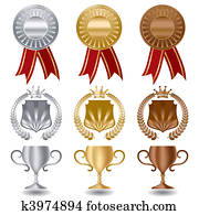 Gold silver and bronze medals Gold silver and bronze medals