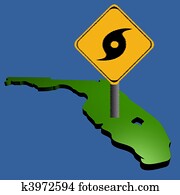 hurricane sign on Florida map hurricane sign on Florida map