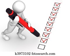 Man with pen and questionnaire Man with pen and questionnaire