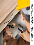 Pest Control Worker Spraying Chemicals Pest Control Worker Spraying Chemicals