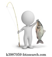 3d, קטן, אנשים, -, דייג