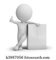 3d, קטן, אנשים, -, ריק, מוצר, קופסה