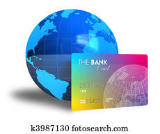 Credit card and Earth globe Credit card and Earth globe