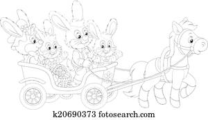 easter nyuszi, lovaglás, egy, póni, carria