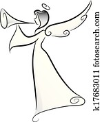 engelchen, trompete, horn engelchen, trompete, horn