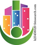 gebäude, grundstücksmakler, logo