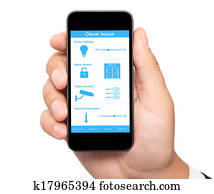 isolated man hand holding the phone with system clever house