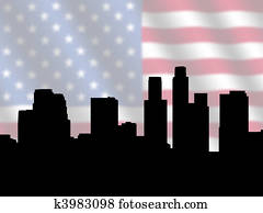 Los Angeles skyline with Flag Los Angeles skyline with Flag
