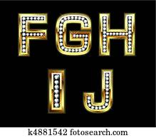 Set of gold and diamond letters Set of gold and diamond letters