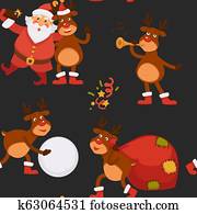 xmas, feestdagen, viering, santa claus, uitgeven, tijd, met, rendier