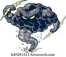 zornige, tornado, donnern wolke, maskottchen zornige, tornado, donnern wolke, maskottchen