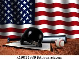 בייסבול, עם, דגל אמריקאי