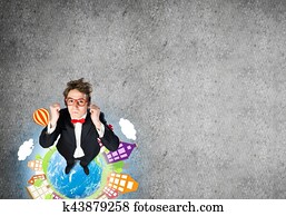 الرجل أعمال, عن, الكرة الأرضية الأرض