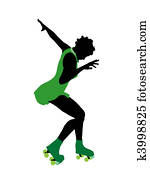 African American Female Roller Skater Silhouette African American Female Roller Skater Silhouette