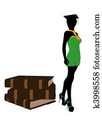 African American Graduate Illustration Silhouette African American Graduate Illustration Silhouette