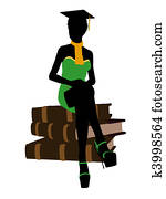 African American Graduate Illustration Silhouette African American Graduate Illustration Silhouette
