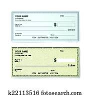 blanco, cheque bancario, plantilla