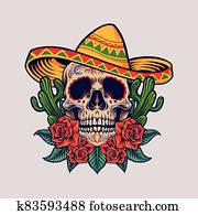 cinco de mayo, 멕시코 인, 머리, 로고, 마스코트