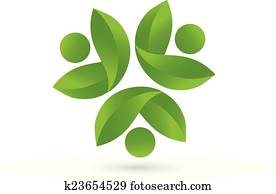 Health nature teamwork logo vector