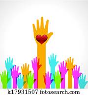helping hand background with heart helping hand background with heart