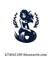 Mermaid with flying hair. Mermaid with flying hair.