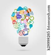 Social media bulb icons Social media bulb icons