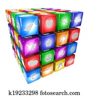 social, mídia, ícones