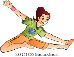 Woman Doing a Stretching Exercise, illustration