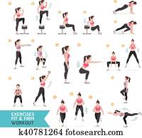 Woman workout fitness, aerobic and Woman workout fitness, aerobic and