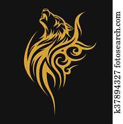 זהב, שבטי, קיעקוע, זאב, מעצב